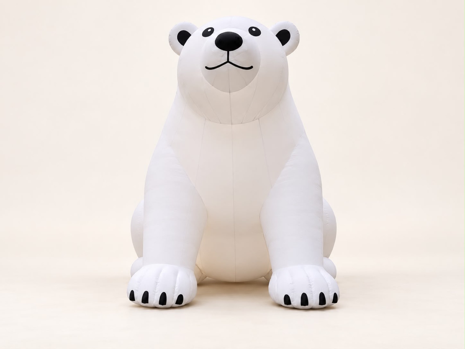 Ours polaire assis gonflable lumineux, vue de face